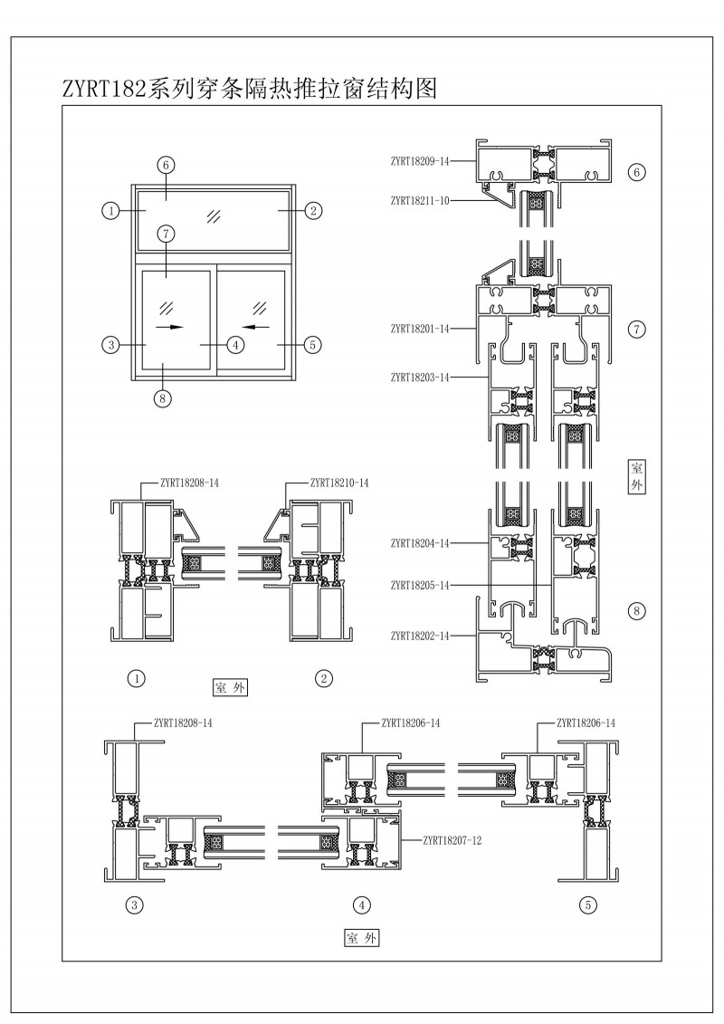 ZYRT182系列穿條隔熱推拉窗結構圖